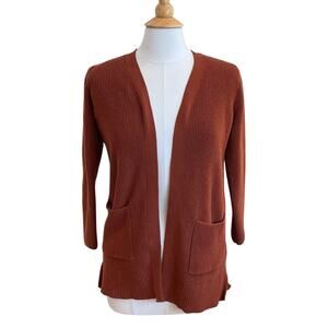 Old Navy Cotton Blend Long Line Open Front Cardigan, Chipotle, Brown, Size S